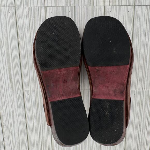 VTG 70's Nordstrom clogs 9.5 platform leather and wood slip on shoes boho hippie - Picture 8 of 14